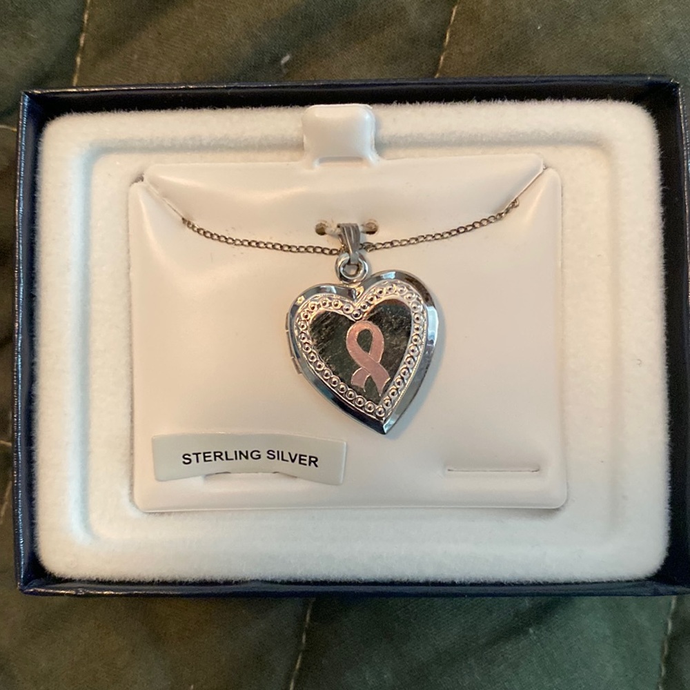 Sterling Silver Pink Ribbon Locket